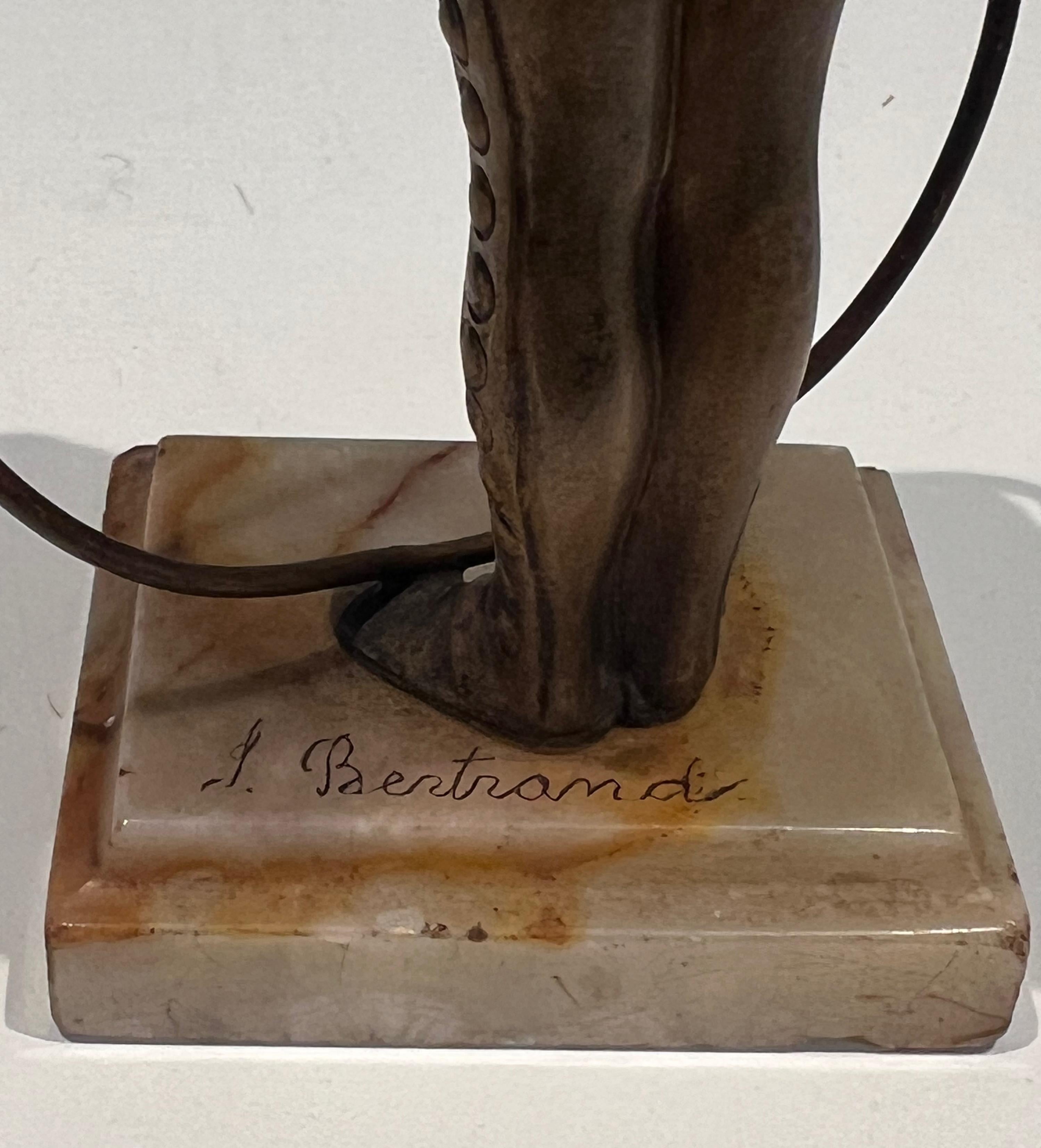 Chryselephantine Representing a Young Girl with a Hoop Signed Bertrand on For Sale 1