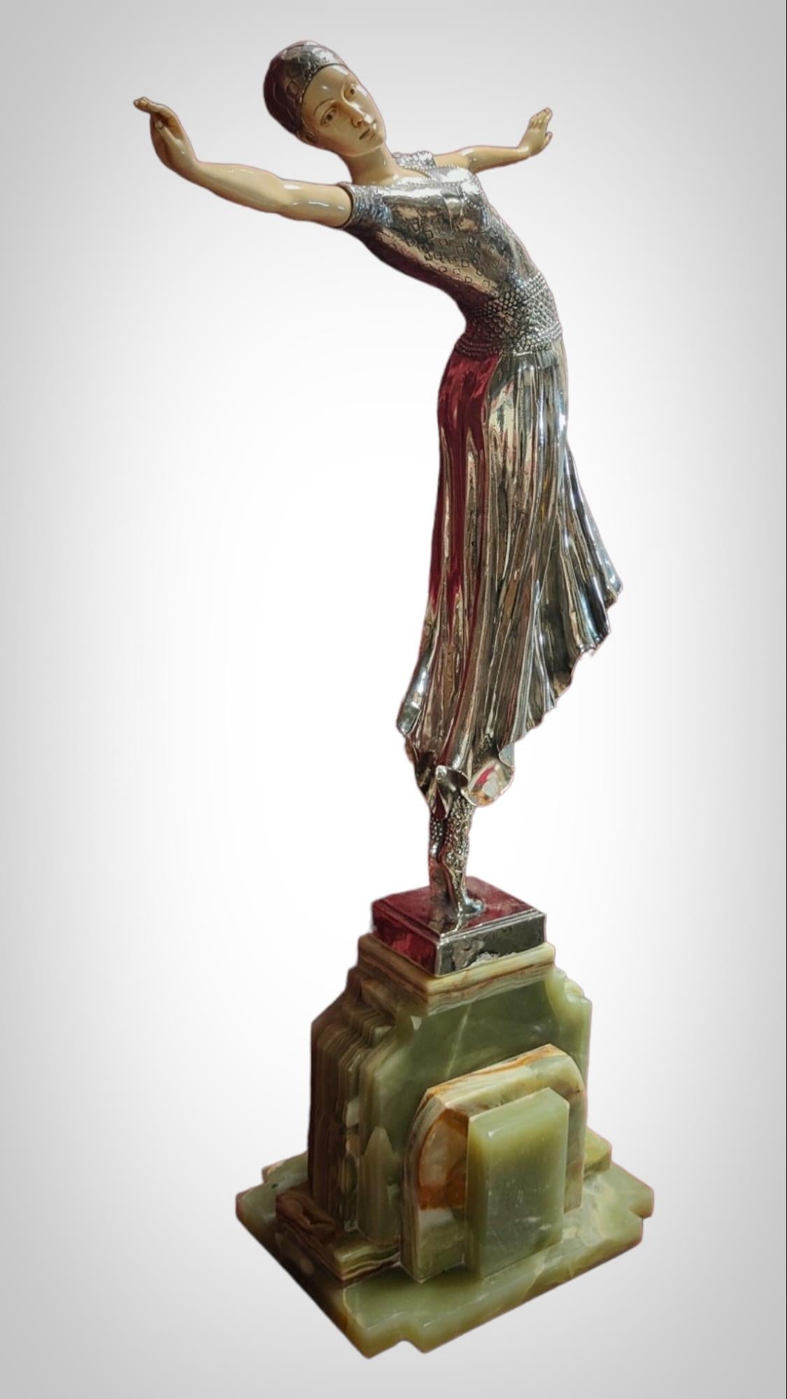 Chryselephantine sculpture, Silver-plated bronze, Chiparus For Sale 6