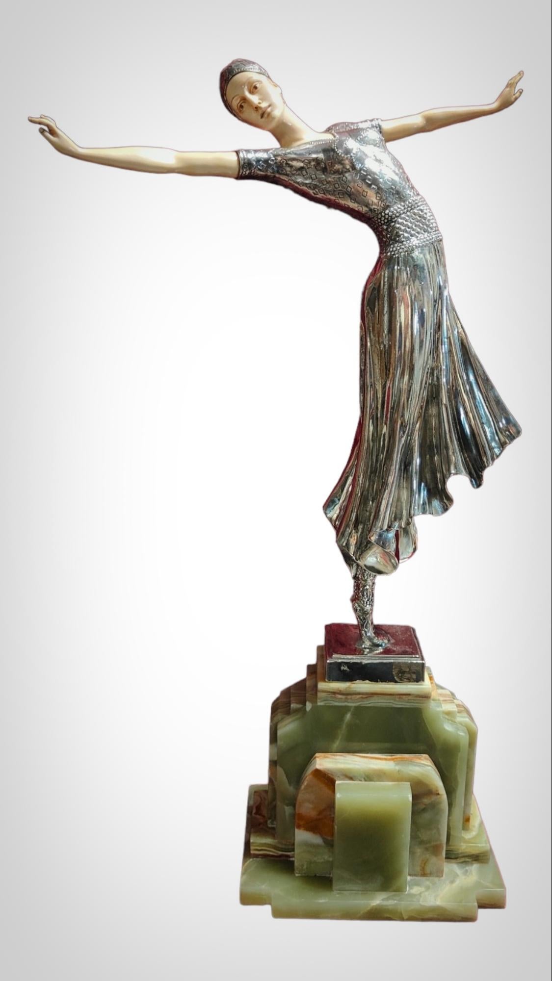 Chryselephantine sculpture, Silver-plated bronze, Chiparus For Sale 3