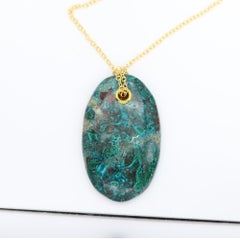 Chrysicola Pendant Chrysocolla Necklace Natural Green Healing Stone Jewelry #51