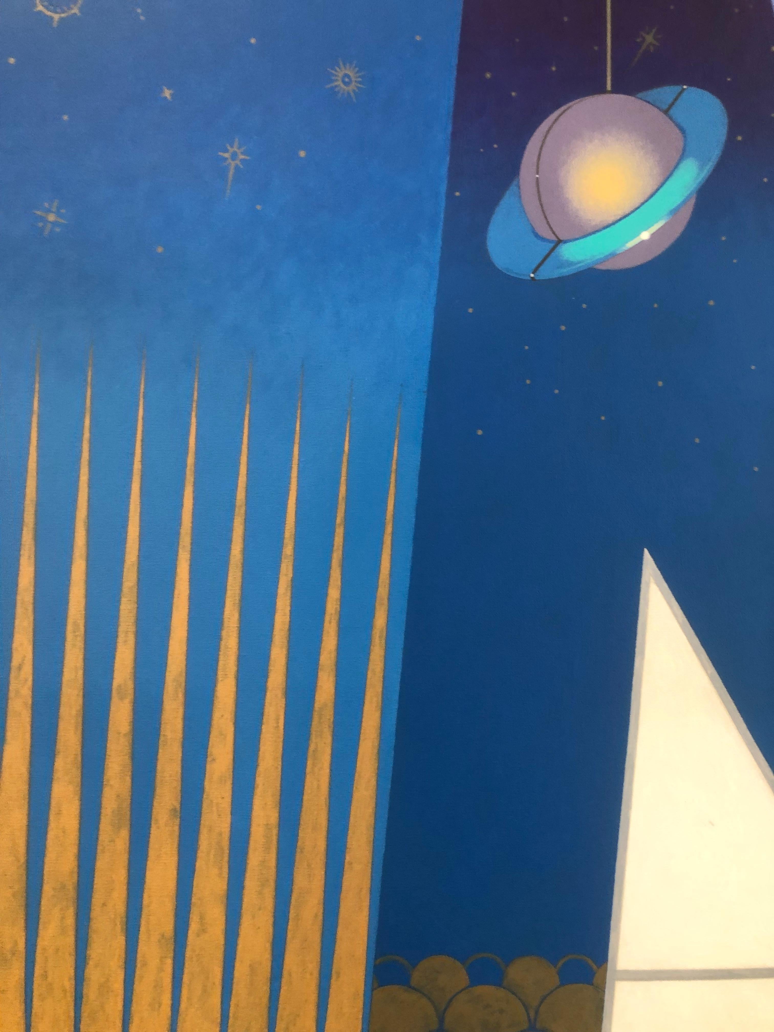 Moderne Chrysler Building Sky Club des années 1930.    Peinture originale de Lynn Curlee en vente