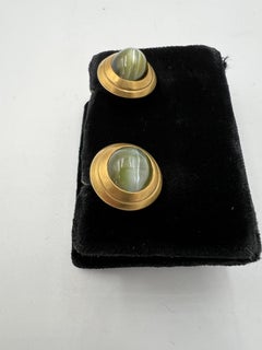 Chrysoberyl Cats Eye Yellow Gold Cufflinks