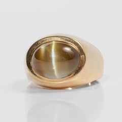 Chrysoberyl Cat's Eye Ring 12.5 Carats Milk & Honey Certified Men's Ring