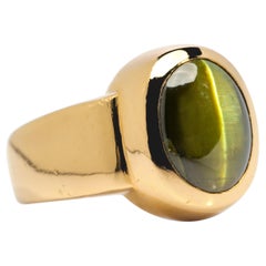 Bague Chrysobéryl Oeil de Chat Vert Acide 11.5 Carat