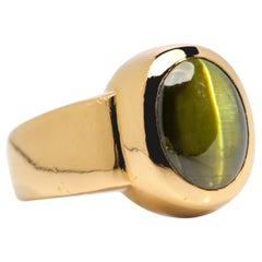 Chrysoberyl Cat's Eye Ring Acid Green 11.5 Carat