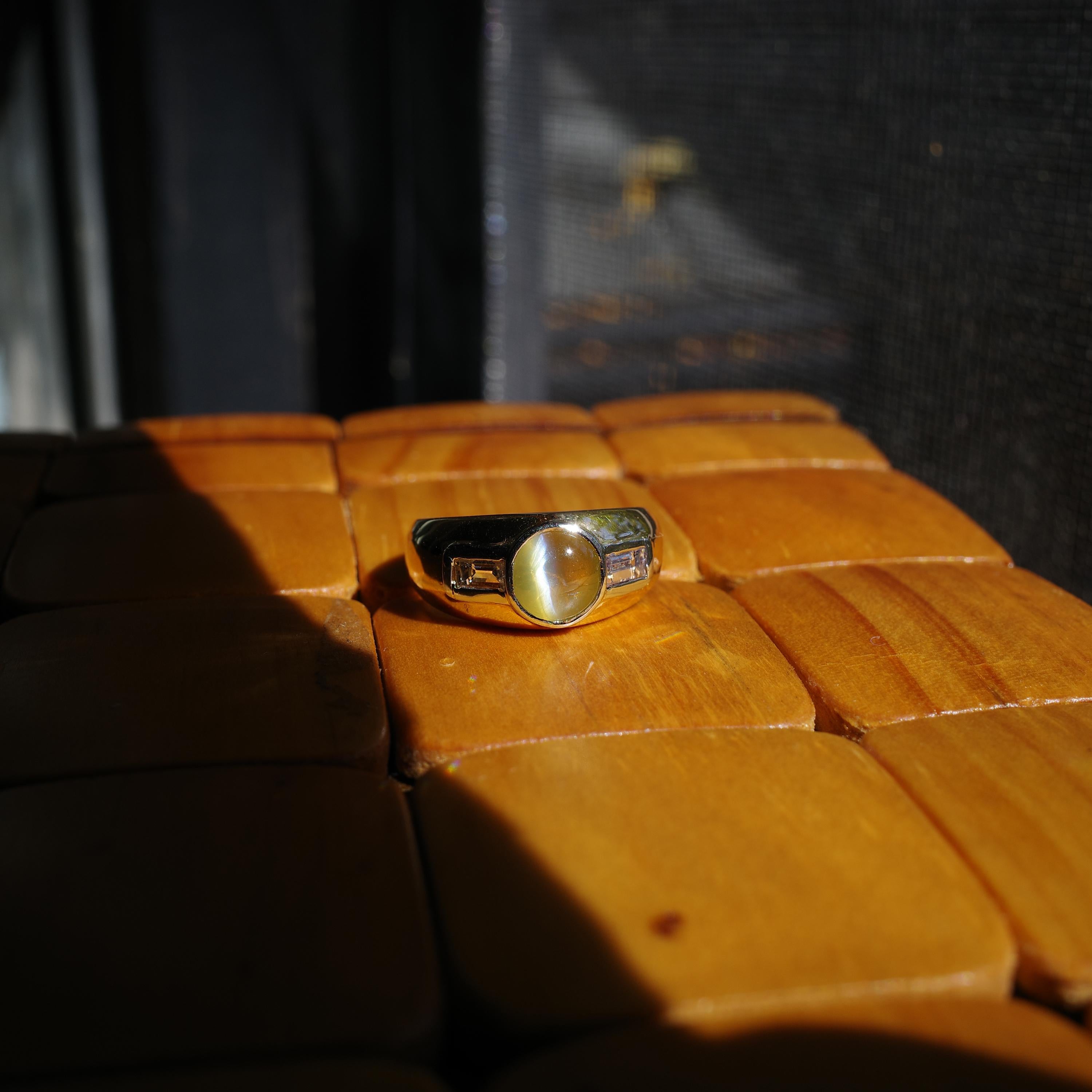 Chrysoberyl Cat's-Eye Ring with Diamonds from Midcentury 2