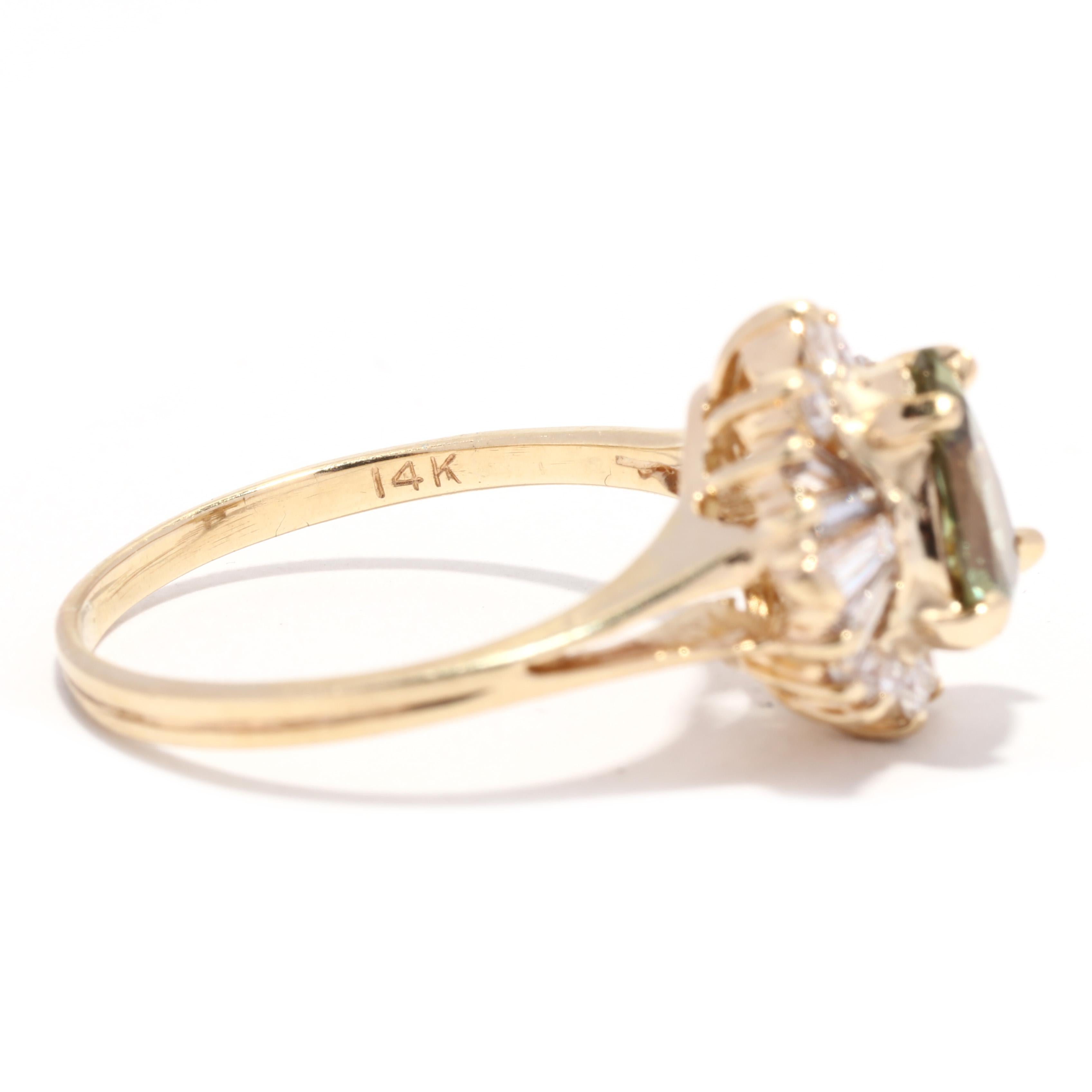 Chrysoberyl Diamond Ballerina Ring, 14K Yellow Gold, Ring In Good Condition For Sale In McLeansville, NC