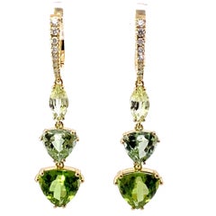 Crisoberilo Turmalina Peridoto Brillante Pendientes Gota Oro 10ct AAA+ Qué Color