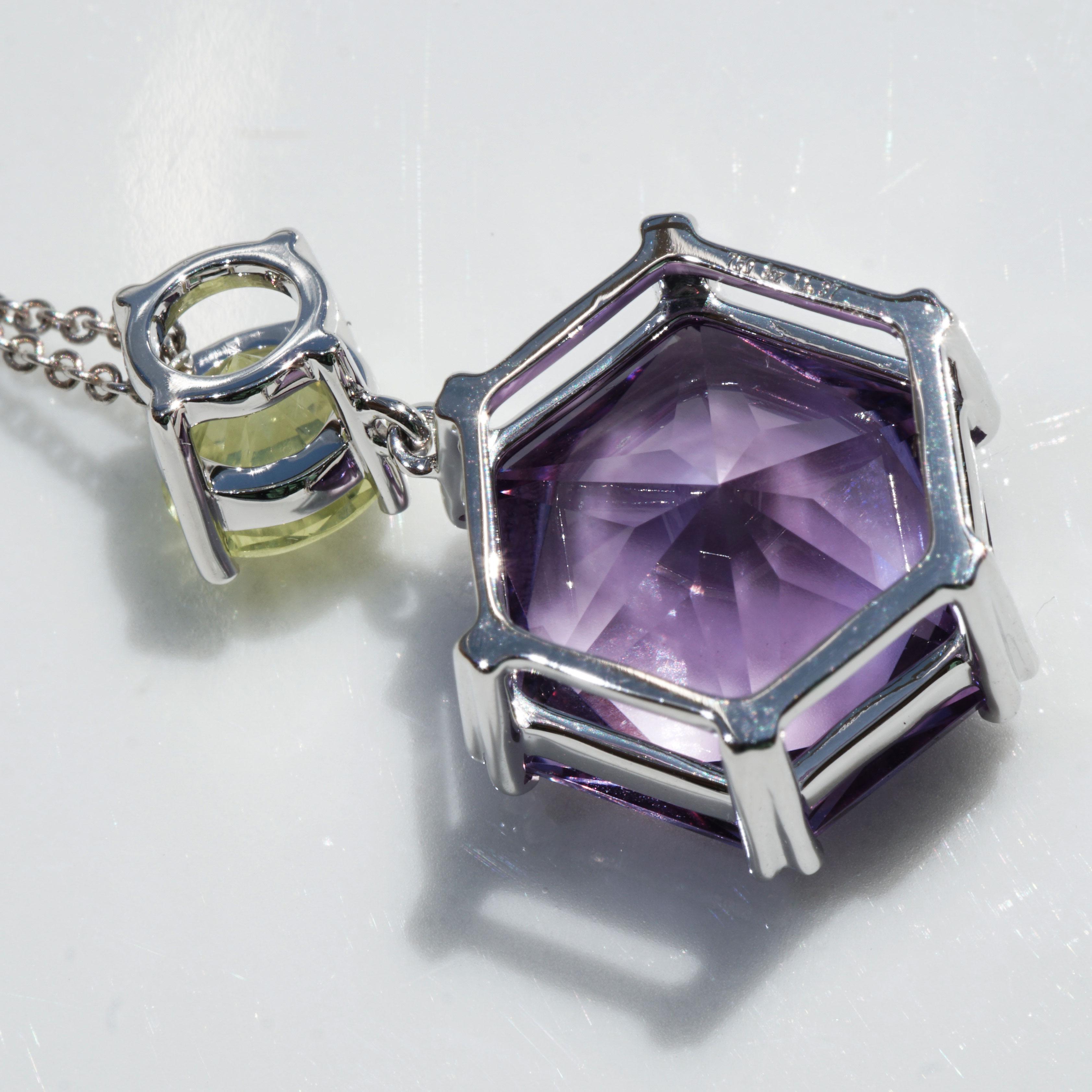 Women's or Men's Chrysoberyll Amethyst Pendant with Chain neverseen Colors 10 ct Star Cut Brazil For Sale