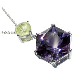 Chrysoberyll Amethyst-Anhänger mit Kette, nie gesehene Farben, 10 ct, Sternschliff, Brasilien