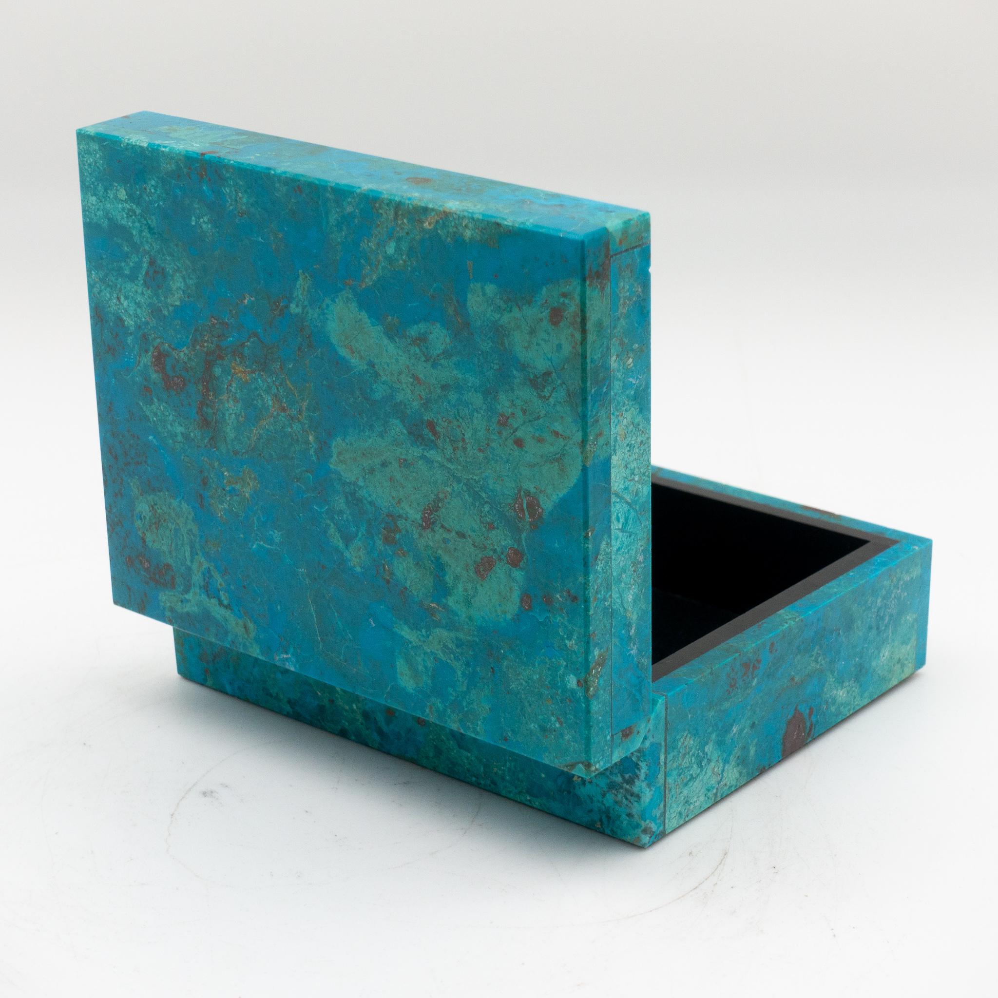 Indian Chrysocolla Box with Hinged Lid