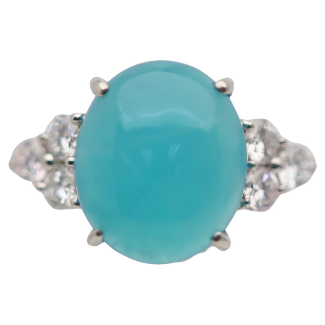 Chrysocolla Diamond Platinum Ring