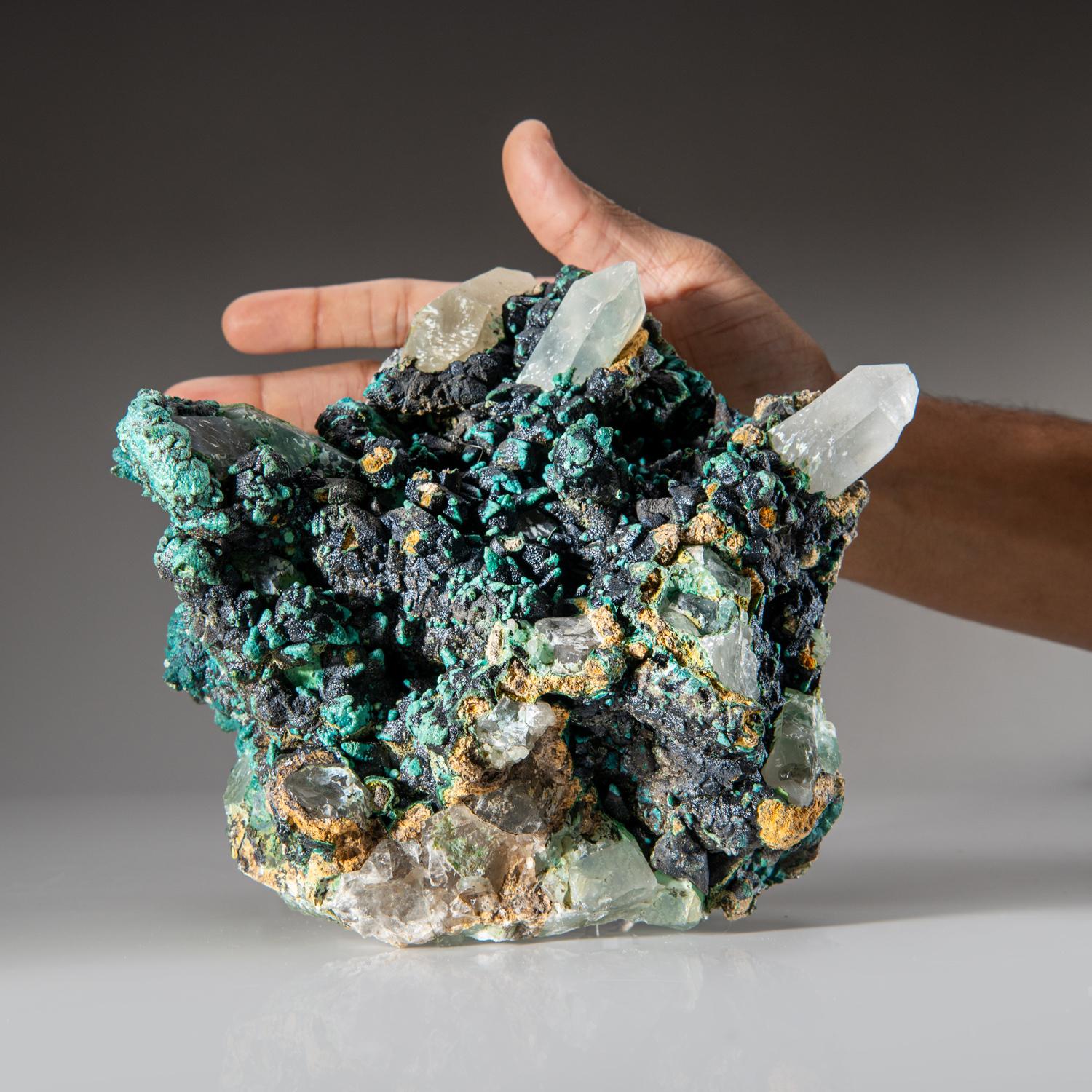 American Chrysocolla over Quartz from Ray Mine, Mineral Creek District, Pinal County, Ari For Sale