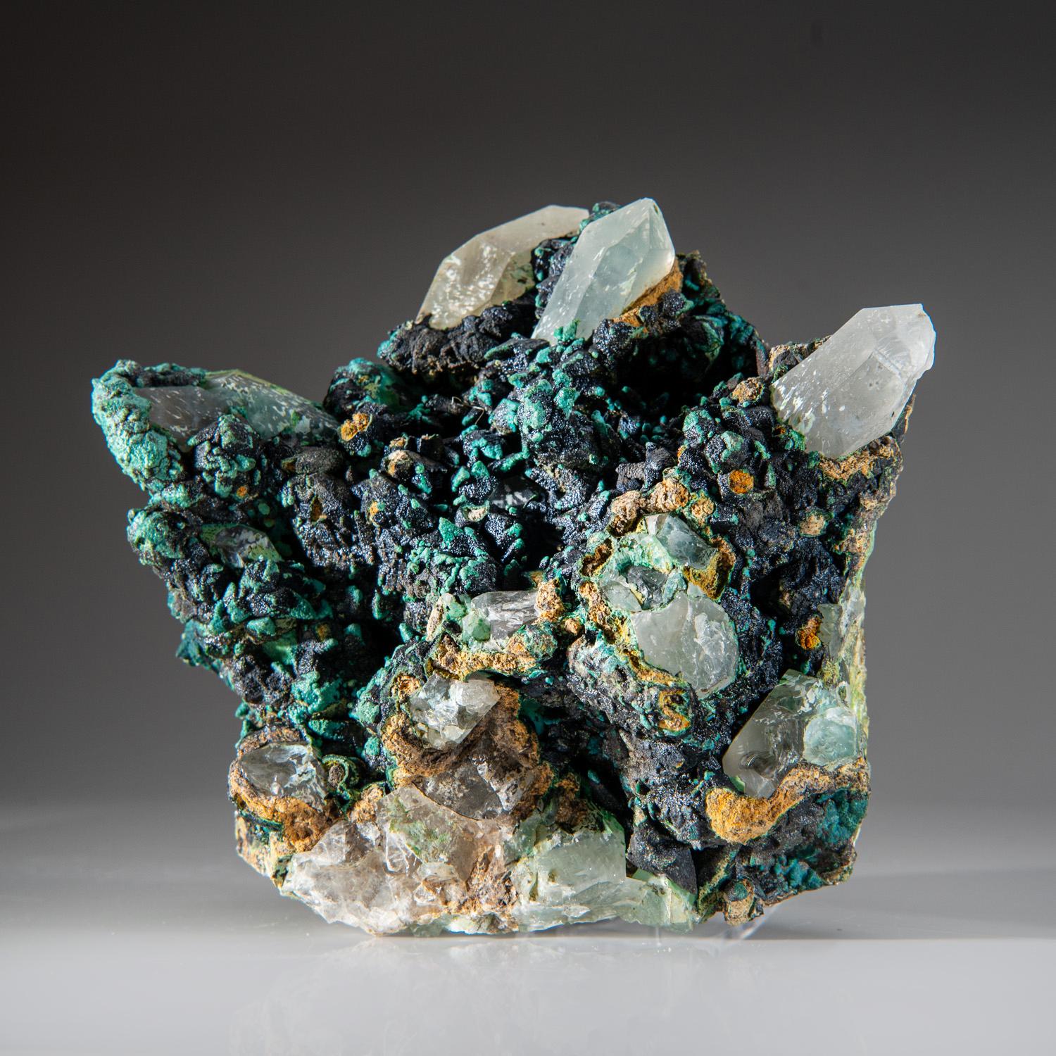 Chrysocolla over Quartz from Ray Mine, Mineral Creek District, Pinal County, Ari In New Condition For Sale In New York, NY