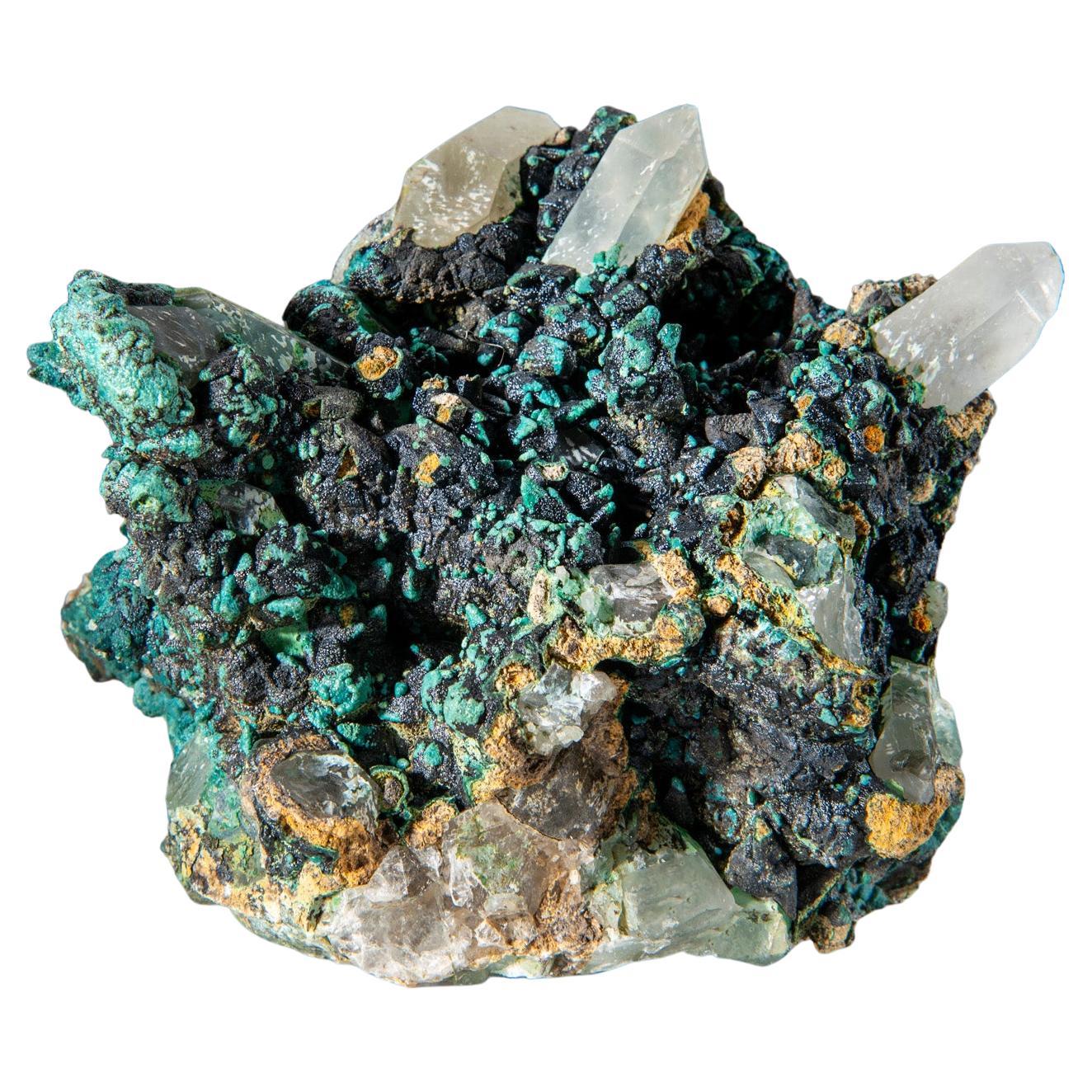 Chrysocolla sur Quartz de la mine de Ray, Mineral Creek District, Pinal County, Ari en vente