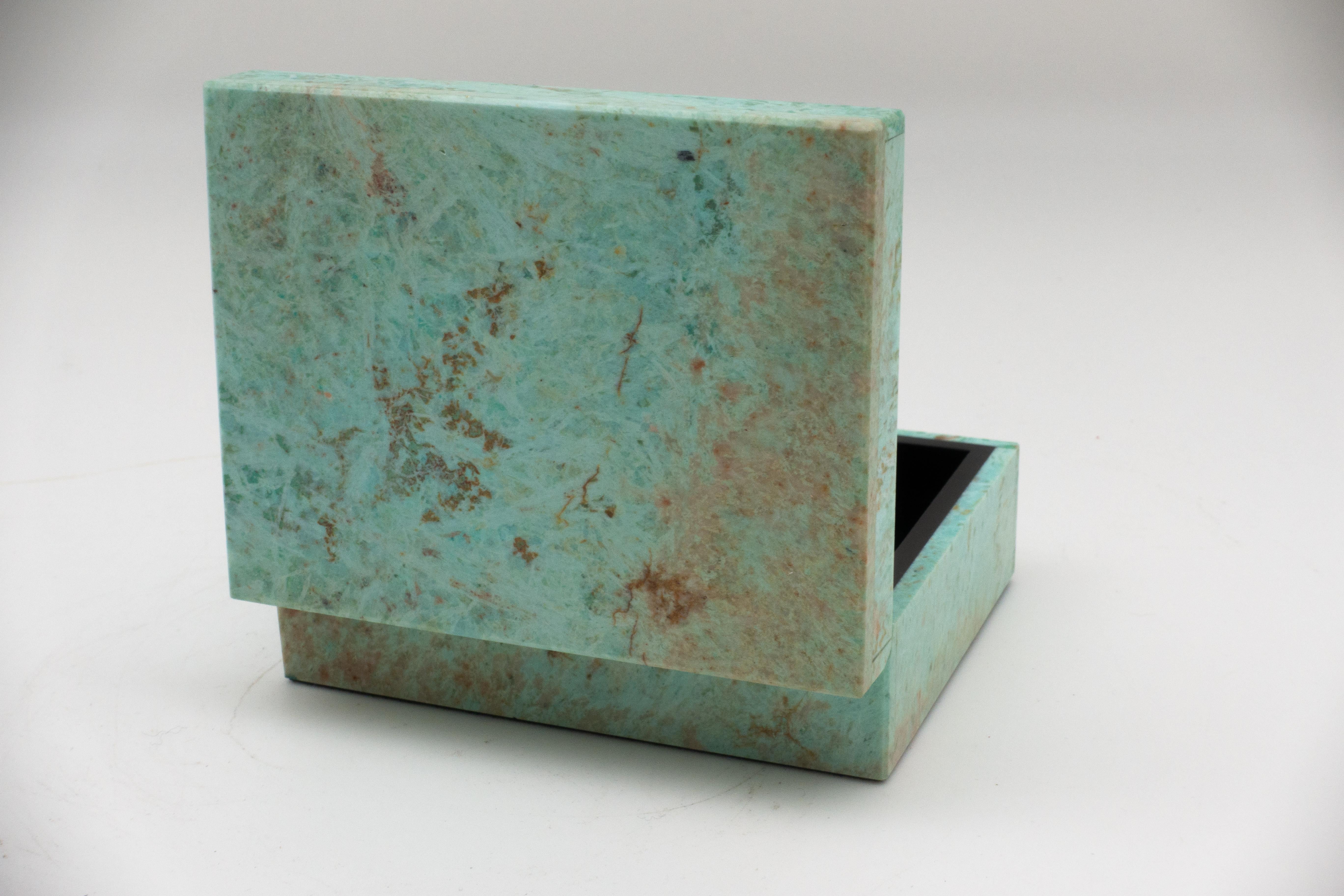 Peruvian Chrysocolla-Turquoise Box from India with Hinged Lid