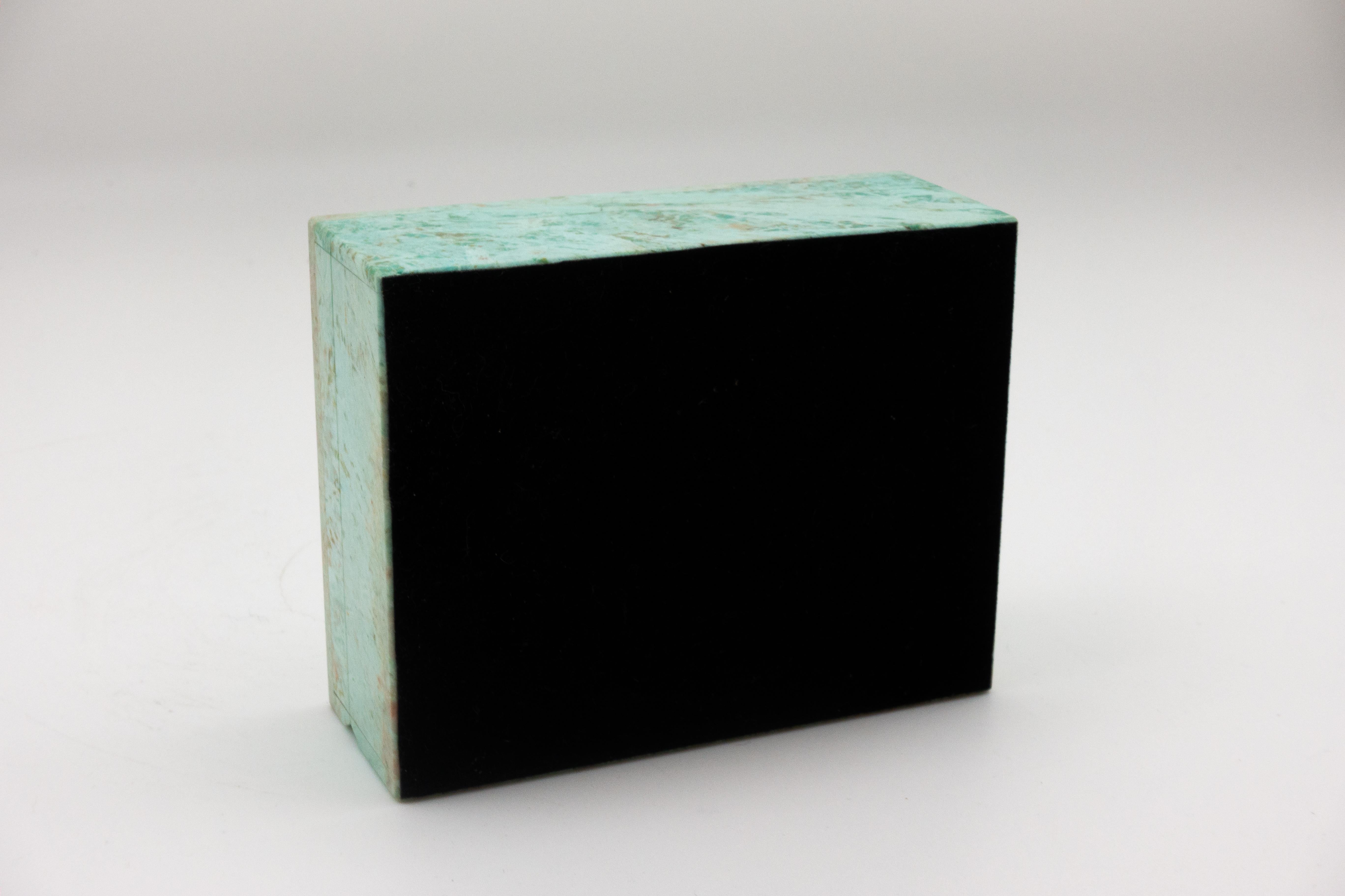Contemporary Chrysocolla-Turquoise Box from India with Hinged Lid