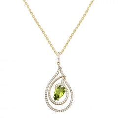 Chrysolite Diamond Necklace Yellow Gold for Her
