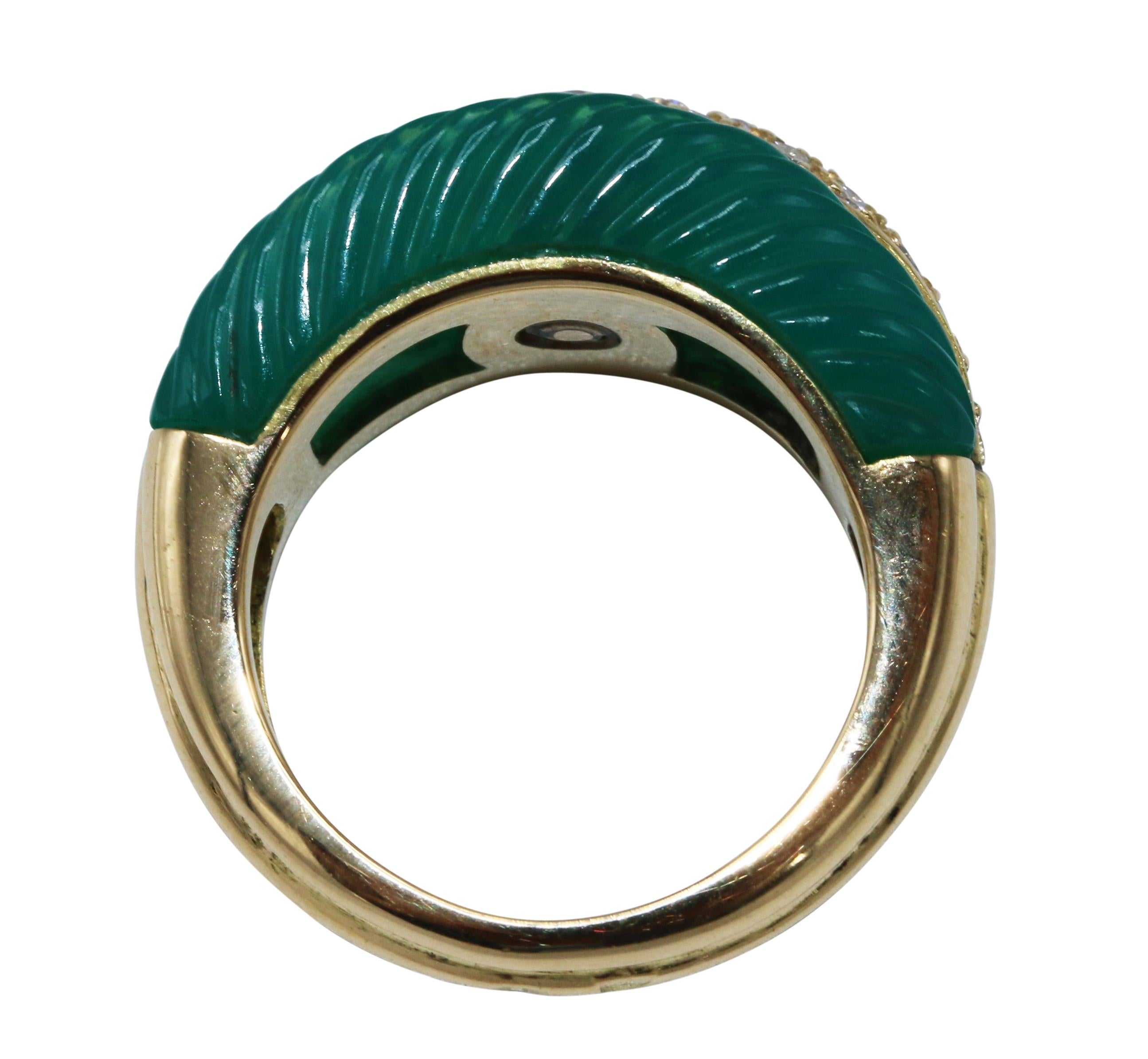Women's or Men's Chrysophrase and Diamond Cocktail Ring