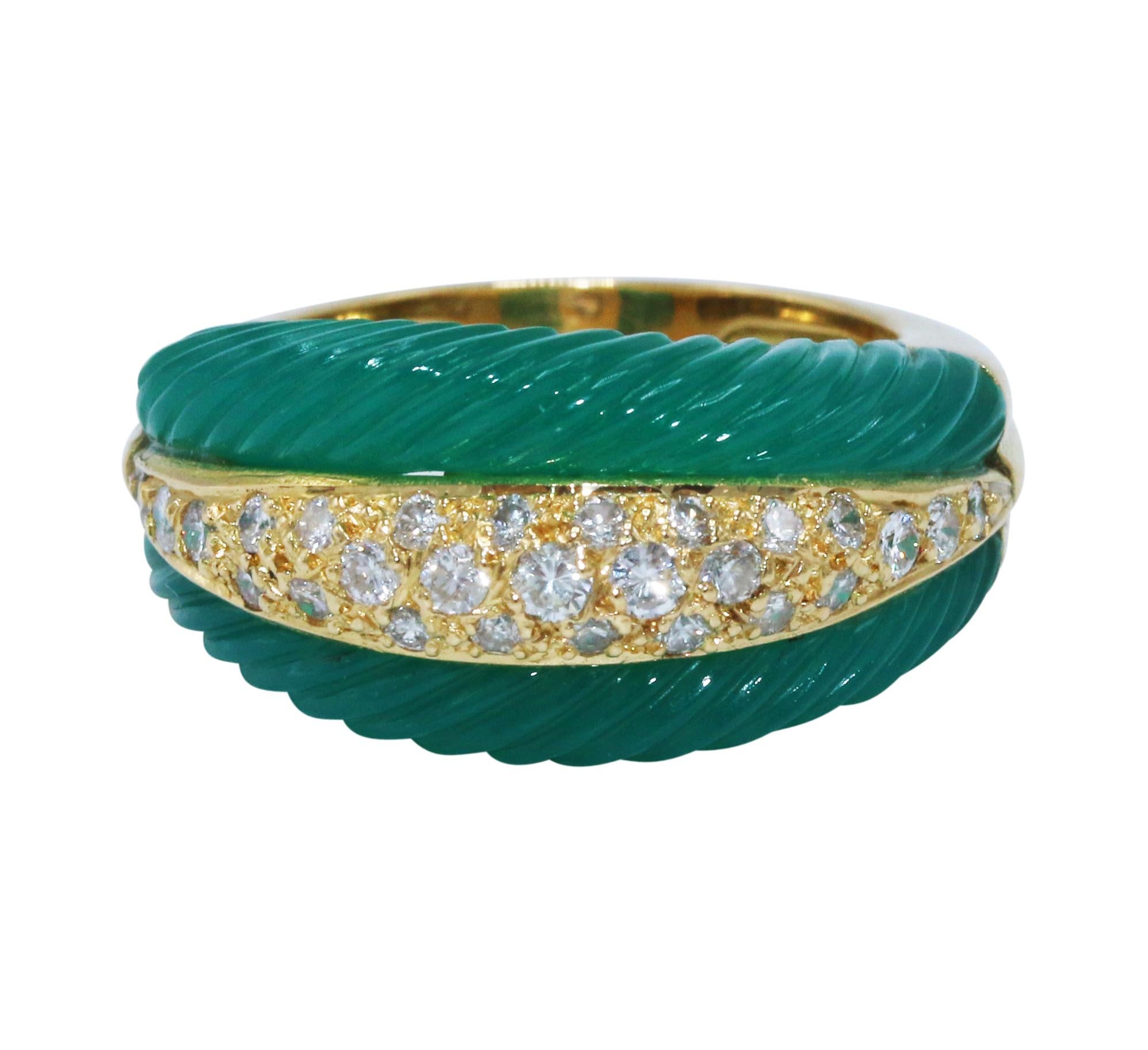 Chrysophrase and Diamond Cocktail Ring