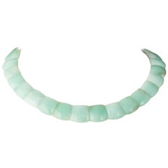 Chrysophrase and Sterling Silver Beaded Choker Necklace