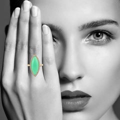 Chrysophrase Diamond 14 Karat Gold Ring