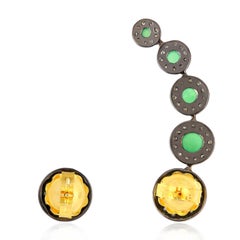 Chrysophrase Diamond Ear Climber Earrings