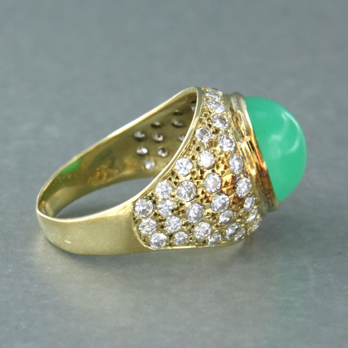 Chrysophrase Diamond Ring In Good Condition For Sale In The Hague, ZH