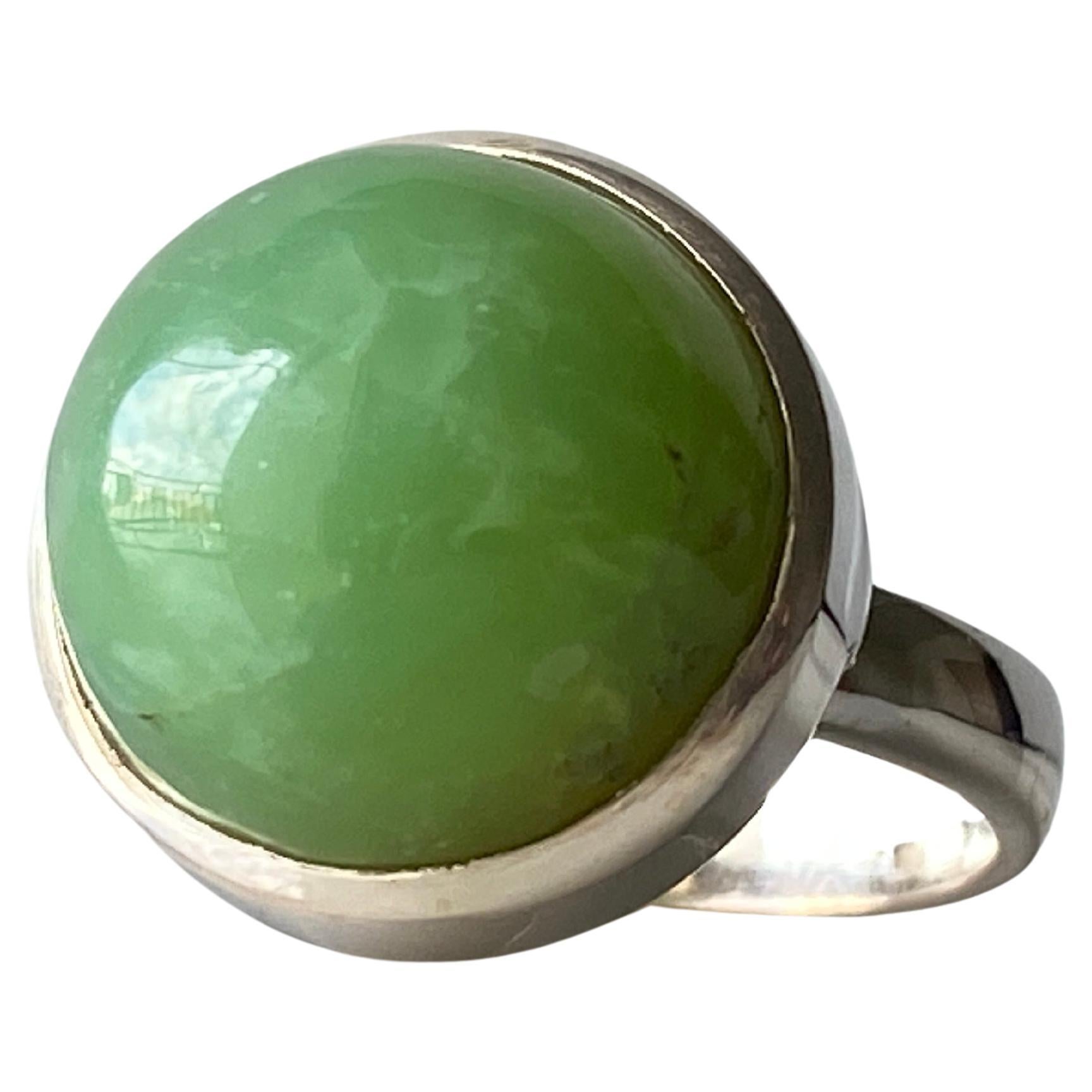 Chrysophrase silver ring For Sale