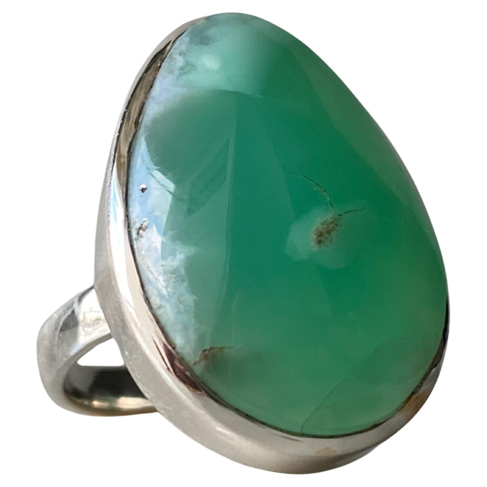Chrysophrase silver ring For Sale