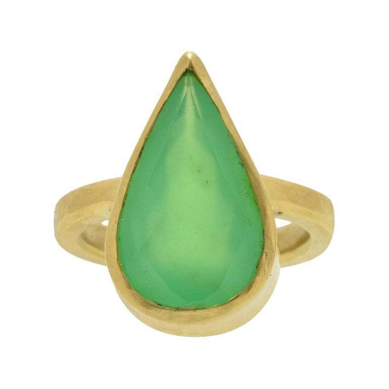 Chrysoprase Gold Cocktail Ring For Sale
