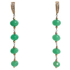 Chrysoprase and Pave Diamonds Dangle Paradizia Earrings