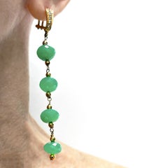 Chrysoprase and Pave Diamonds Dangle Paradizia Earrings