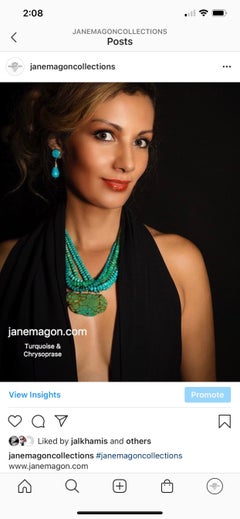 Chrysoprase and Turquoise Multi-Strand Pendant Necklace in Sterling Silver