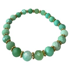 Chrysoprase and Yellow Gold Vermeil Beaded Mala Bracelet