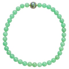 chrysoprase bead necklace with an 18k gold lock