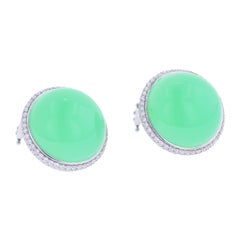 Chrysoprase Diamond and Gold Earrings
