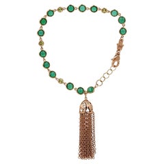 Chrysoprase Diamond Tassel Bracelet