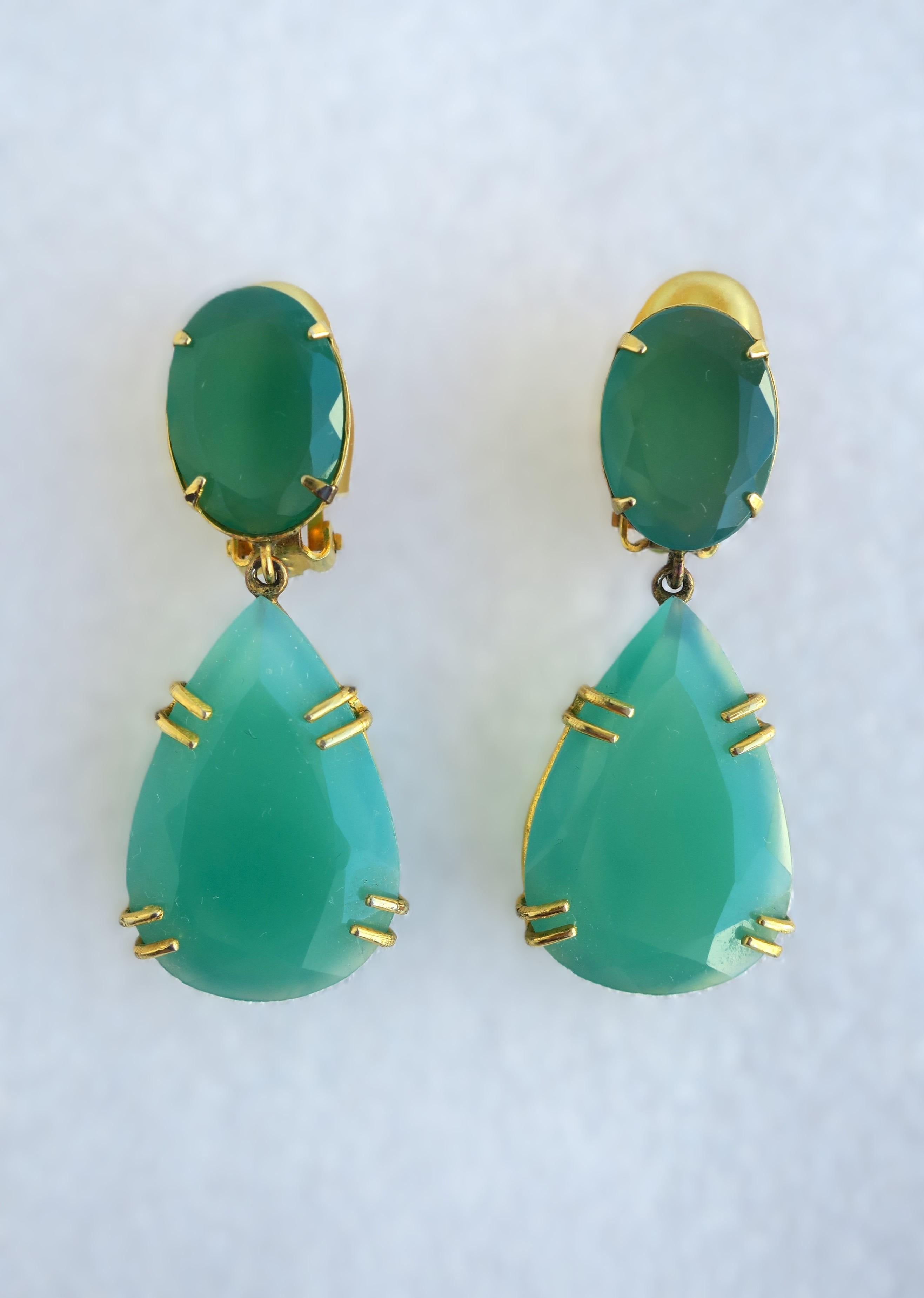 Chrysoprase Drop Earrings For Sale 1
