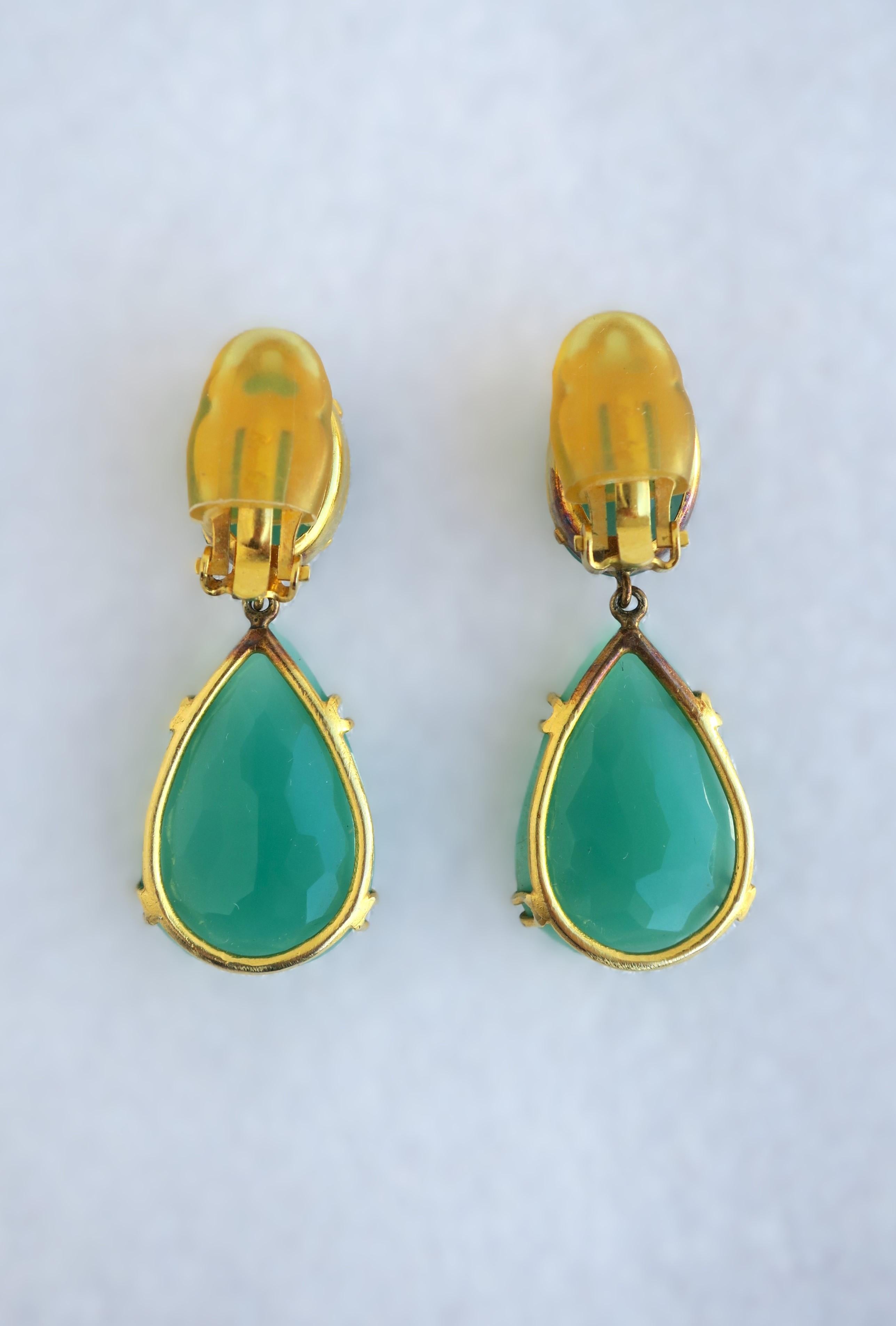 Chrysoprase Drop Earrings For Sale 2