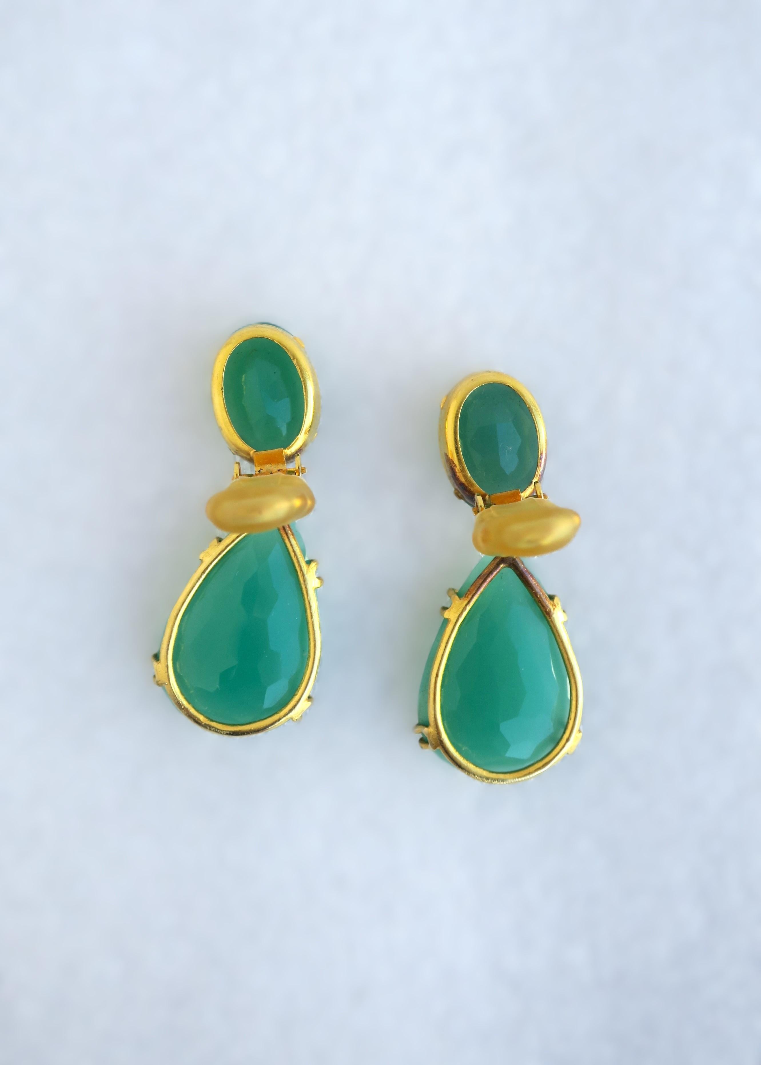 Chrysoprase Drop Earrings For Sale 3