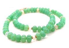 Collana di crisoprasio, opale sfaccettato e perline in oro giallo, 19,25 pollici