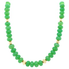 Chrysoprase, Faceted Opal and Yellow Gold Beaded Necklace, 19.25 Inches
