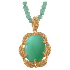 Pendentif plaque d'or en chrysoprase