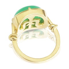 Chrysoprase Green Cabochon Knot Ring in 18ct Yellow Gold