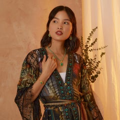 Emma Chapman Chrysoprase Hand-Engraved Gold Plate Bracelet