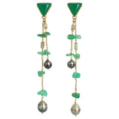 Chrysoprase "Huntress Earrings" Detachable Earrings in 18 Karat Gold