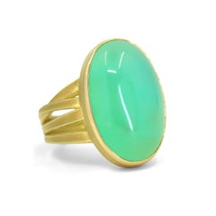 Chrysopras Oval Cabochon Einzigartiger Goldbandring, Barbara Heinrich 2024