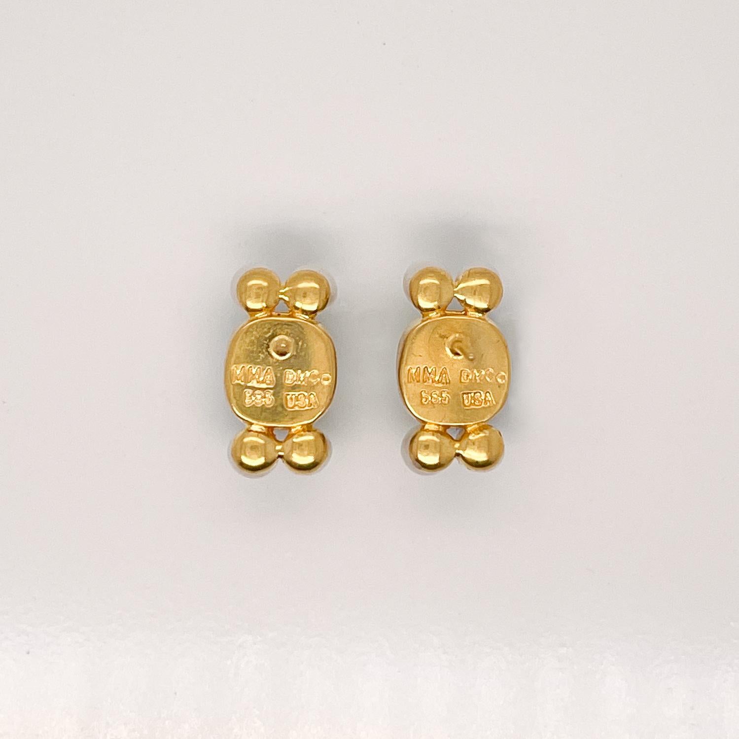 Chrysoprase, Pearl & 14 Karat Gold Post Earrings For Sale 2