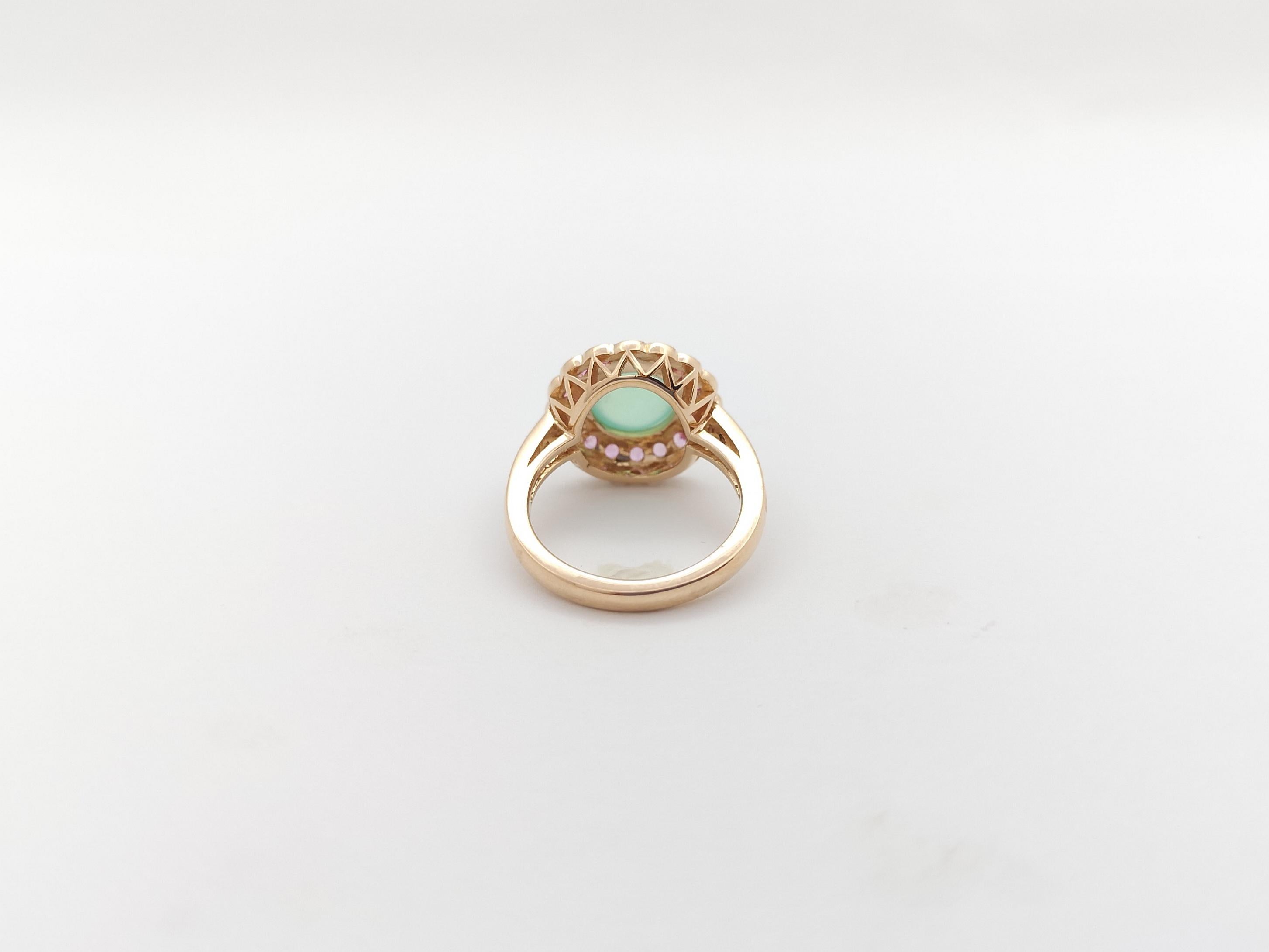 Chrysoprase, Pink Sapphire and Diamond Rings set in 18K Rose Gold Settings For Sale 4